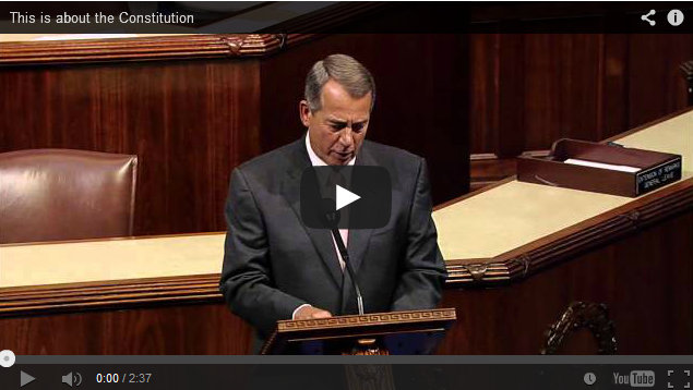 Speaker Boehner Urges House to Defend the Constitution