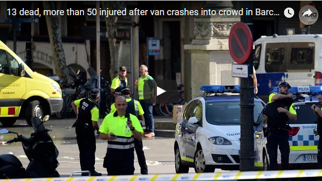 Terrorist Attack in Barcelona, 13 Killed & 80 Injured